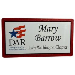DAR Daughters of the American Revolution RED FRAMED Badge
